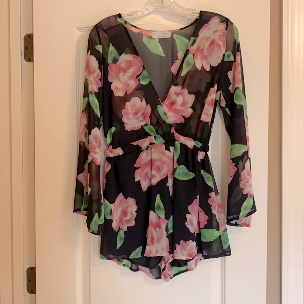 Sheer floral romper (only sheer on top)